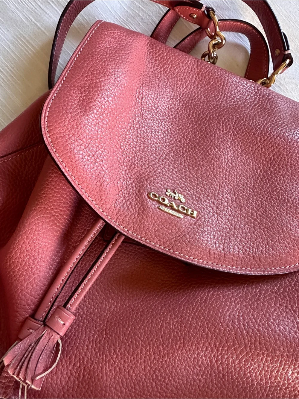 Coach Elle Leather Backpack in Rose Petal